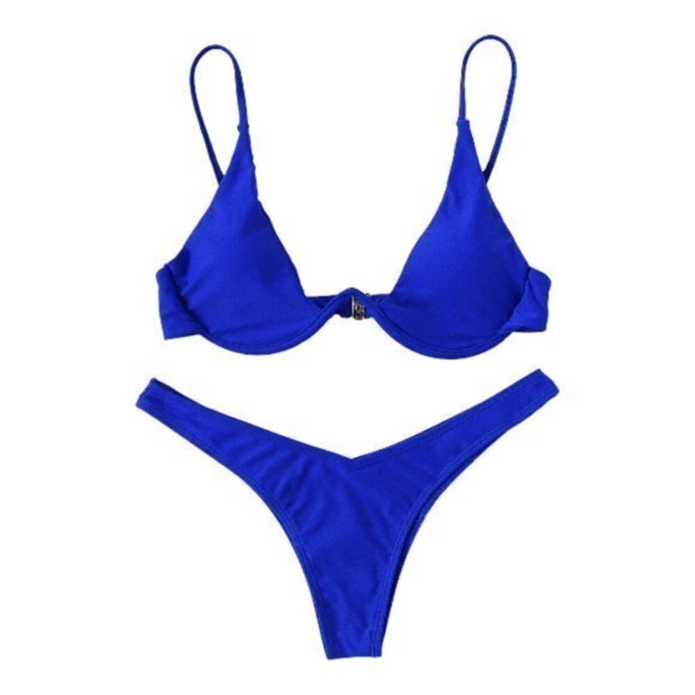 Cobalt Blue Sexy Triangle Bikini Wired Swimsuit Size Large NWOT #2287